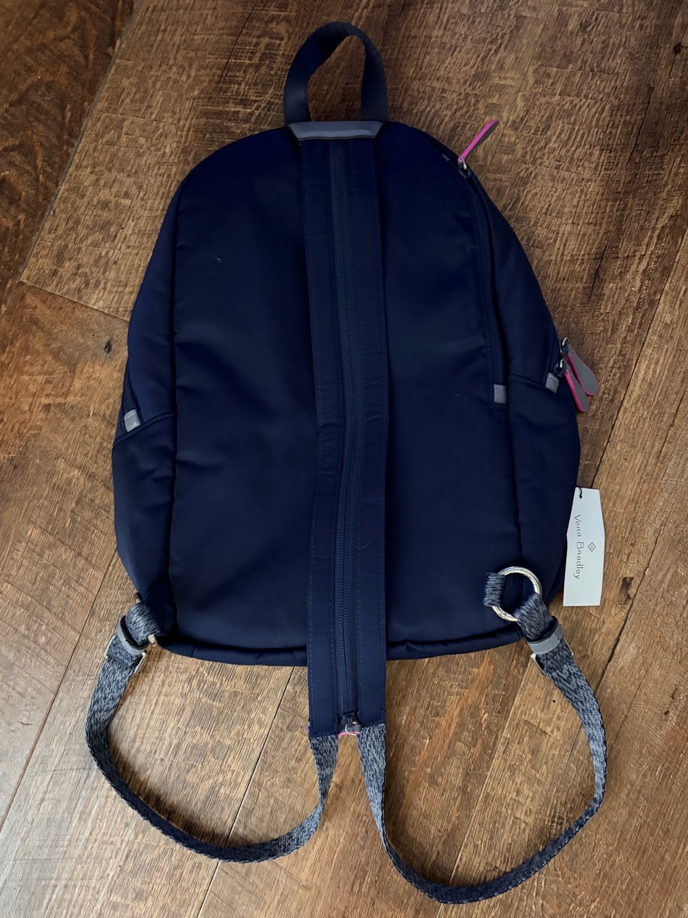 Vera Bradley Navy Blue Convertible Backpack with Gray Straps
